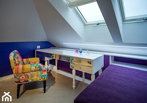 DOM NAD WISŁĄ - Średni szary niebieski pokój dziecka dla nastolatka dla dziewczynki, styl nowoczesny - zdjęcie od DALMIKO DESIGN Pracownia Projektowa