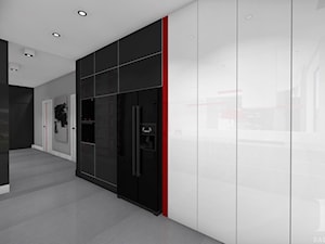 ENERGETYCZNY DOM NOWOCZESNY - Duża otwarta biała czarna z zabudowaną lodówką kuchnia jednorzędowa, styl nowoczesny - zdjęcie od DALMIKO DESIGN Pracownia Projektowa