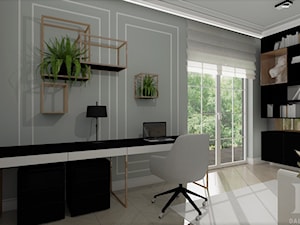 BLACK&WHITE - Średnie w osobnym pomieszczeniu białe szare biuro, styl nowoczesny - zdjęcie od DALMIKO DESIGN Pracownia Projektowa