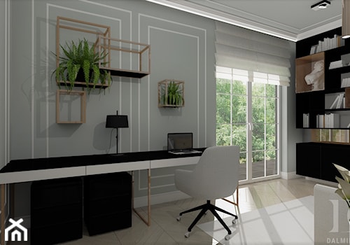 BLACK&WHITE - Średnie w osobnym pomieszczeniu białe szare biuro, styl nowoczesny - zdjęcie od DALMIKO DESIGN Pracownia Projektowa