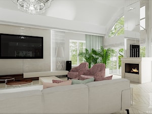 HOLLYWOODZKI SZNYT - Duży biały salon, styl nowoczesny - zdjęcie od DALMIKO DESIGN Pracownia Projektowa