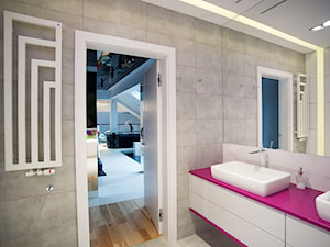 DOM NAD WISŁĄ - Średnia bez okna z dwoma umywalkami łazienka, styl nowoczesny - zdjęcie od DALMIKO DESIGN Pracownia Projektowa