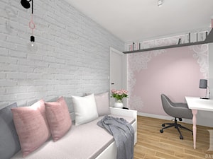 MIESZKANIE Z WIDOKIEM NA WISŁĘ - Średni różowy szary pokój dziecka dla dziecka dla nastolatka dla dziewczynki, styl nowoczesny - zdjęcie od DALMIKO DESIGN Pracownia Projektowa