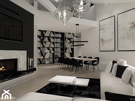 Aranżacje wnętrz - Salon: BLACK&WHITE - Duży beżowy biały czarny salon z jadalnią, styl nowoczesny - DALMIKO DESIGN Pracownia Projektowa. Przeglądaj, dodawaj i zapisuj najlepsze zdjęcia, pomysły i inspiracje designerskie. W bazie mamy już prawie milion fotografii!