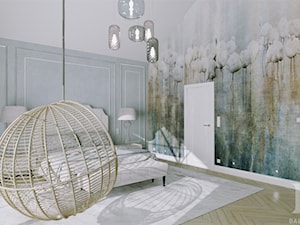 HOLLYWOODZKI SZNYT - Duża biała szara sypialnia, styl nowoczesny - zdjęcie od DALMIKO DESIGN Pracownia Projektowa