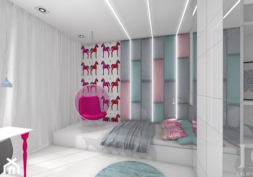 ENERGETYCZNY DOM NOWOCZESNY - Średni biały szary pokój dziecka dla nastolatka dla dziewczynki, styl nowoczesny - zdjęcie od DALMIKO DESIGN Pracownia Projektowa