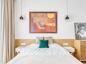 66m2 Królikarnia - Mała biała sypialnia, styl nowoczesny - zdjęcie od ZAWICKA-ID Projektowanie wnętrz