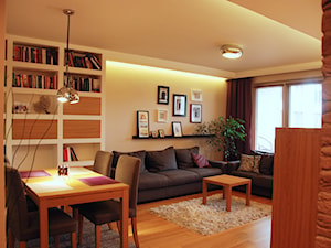 mieszkanie 90m2 - Mały biały salon z jadalnią, styl nowoczesny - zdjęcie od ZAWICKA-ID Projektowanie wnętrz