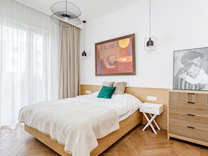 66m2 Królikarnia - Średnia biała sypialnia, styl nowoczesny - zdjęcie od ZAWICKA-ID Projektowanie wnętrz