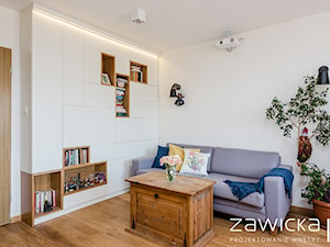 Mieszkanie na Bielanach - Średni biały salon - zdjęcie od ZAWICKA-ID Projektowanie wnętrz
