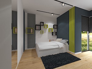 Granatowo-seledynowy pokój dla chłopaka - zdjęcie od ZAWICKA-ID Projektowanie wnętrz