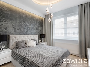 Dom jednorodzinny pod Warszawą - konkurs - Średnia biała szara sypialnia, styl nowoczesny - zdjęcie od ZAWICKA-ID Projektowanie wnętrz