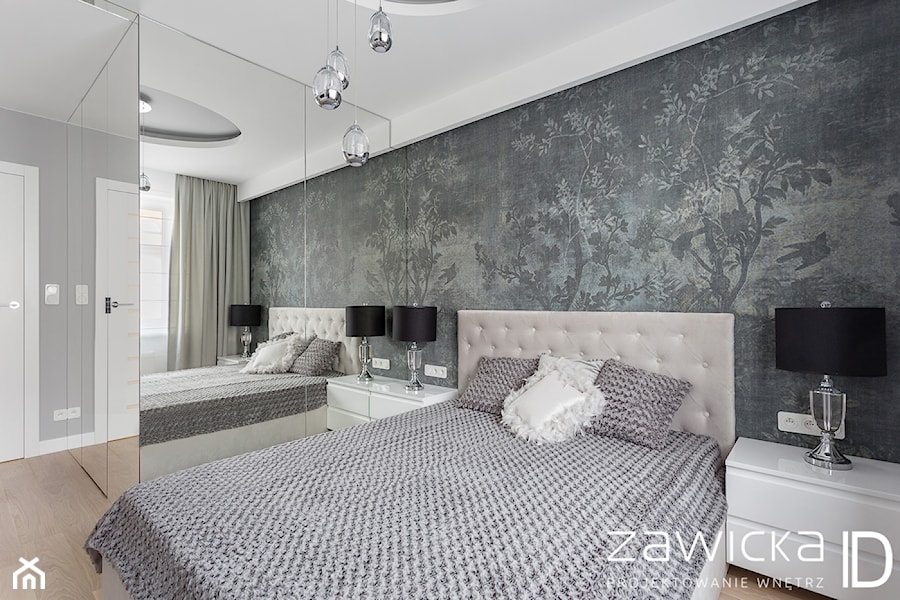 Dom jednorodzinny pod Warszawą - konkurs - Średnia szara sypialnia, styl nowoczesny - zdjęcie od ZAWICKA-ID Projektowanie wnętrz
