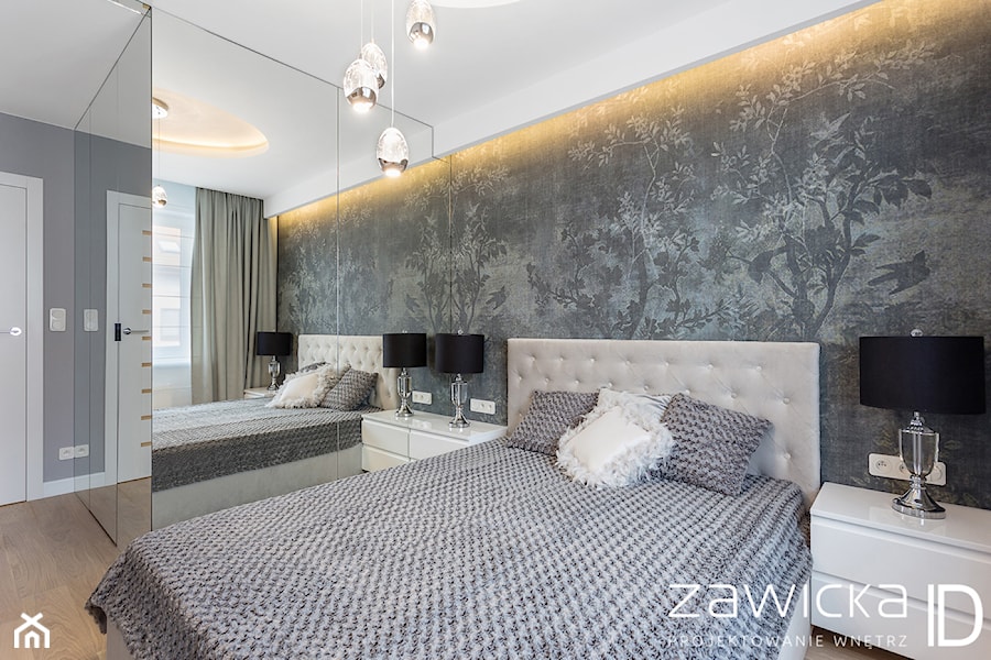 Dom jednorodzinny pod Warszawą - konkurs - Duża szara sypialnia, styl nowoczesny - zdjęcie od ZAWICKA-ID Projektowanie wnętrz