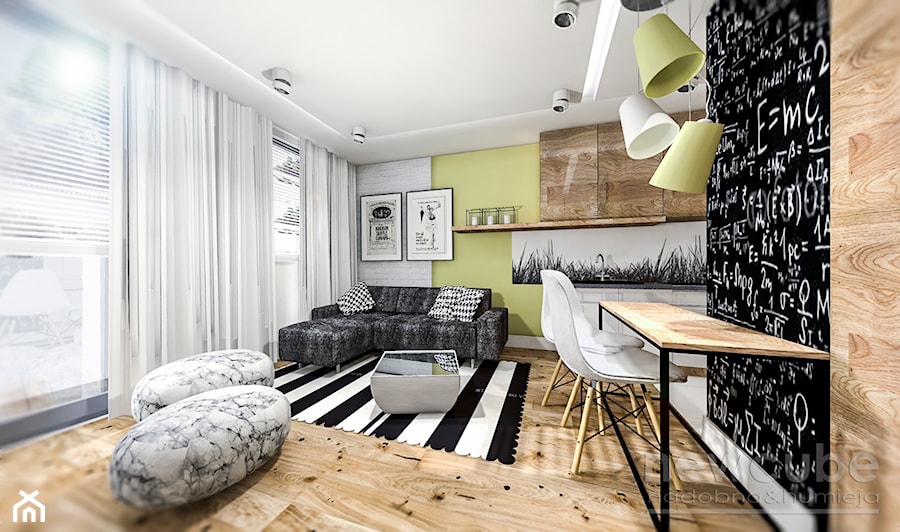 niewielki salon z aneksem kuchennym - Jadalnia, styl minimalistyczny - zdjęcie od Projektowanie i aranżacja wnętrz mieszkalnych i komercyjnych