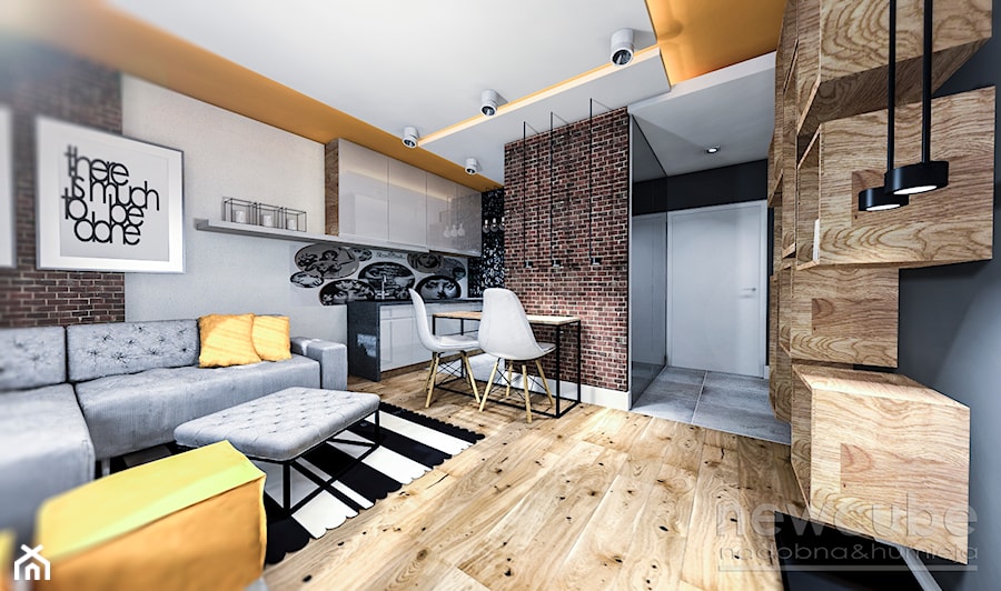 niewielki salon z aneksem kuchennym - Kuchnia, styl minimalistyczny - zdjęcie od Projektowanie i aranżacja wnętrz mieszkalnych i komercyjnych