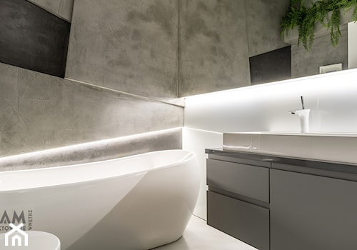 Średnia bez okna z dwoma umywalkami łazienka, styl industrialny - zdjęcie od PELIKAM