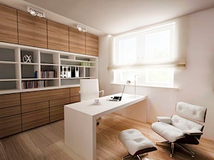 Średnie w osobnym pomieszczeniu białe biuro, styl nowoczesny - zdjęcie od PELIKAM