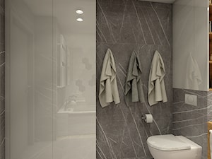 ŁAZIENKA W HEKSAGONACH - JASIENICA - Średnia z marmurową podłogą z punktowym oświetleniem łazienka - zdjęcie od PRODESIGN