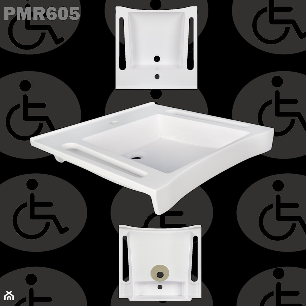 Umywalka dla niepełnosprawnych z uchwytami PMR605 - zdjęcie od Akcjum - Homebook