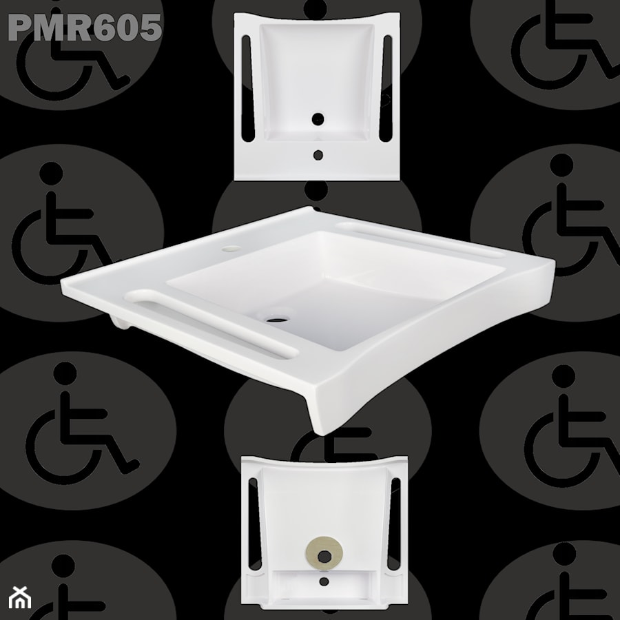 Umywalka dla niepełnosprawnych z uchwytami PMR605 - zdjęcie od Akcjum