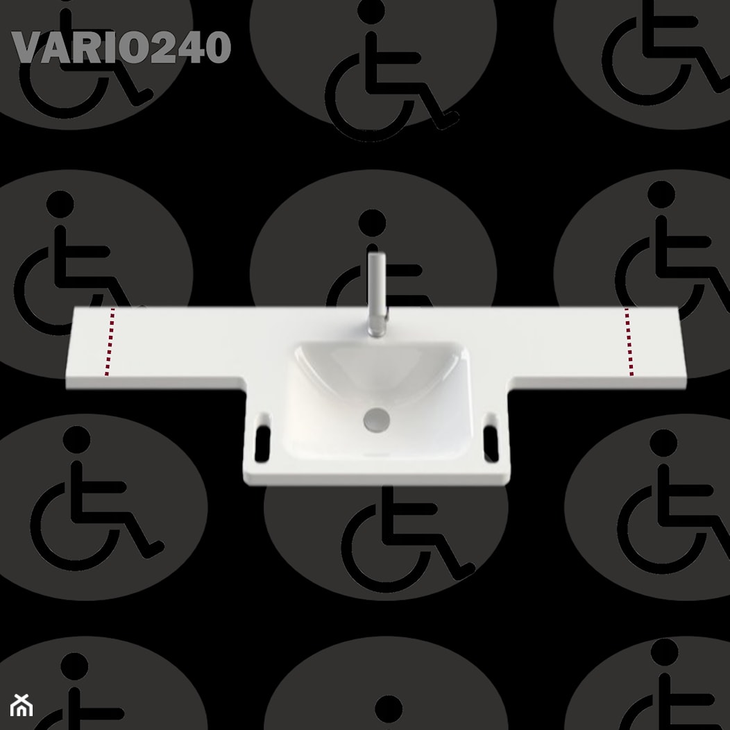 Umywalka z uchwytami i blatem dla niepełnosprawnych VARIO240 - zdjęcie od Akcjum - Homebook