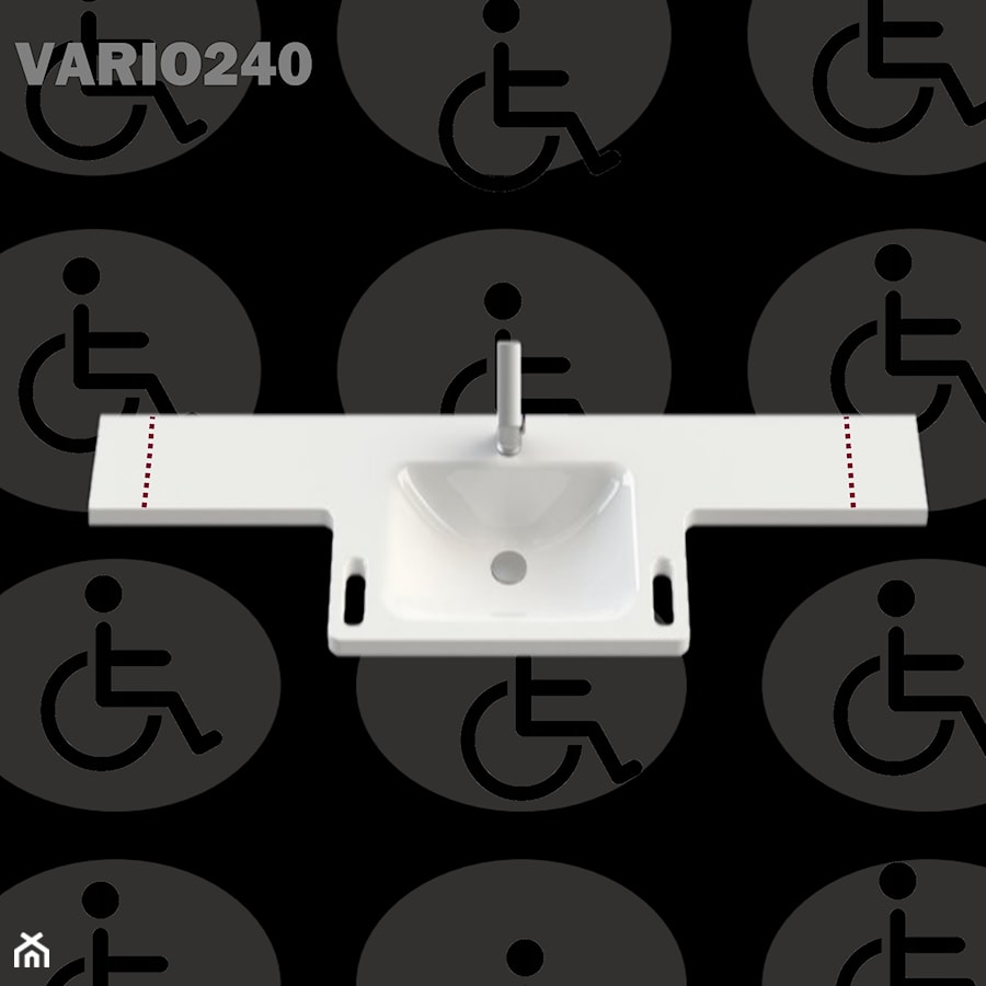 Umywalka z uchwytami i blatem dla niepełnosprawnych VARIO240 - zdjęcie od Akcjum