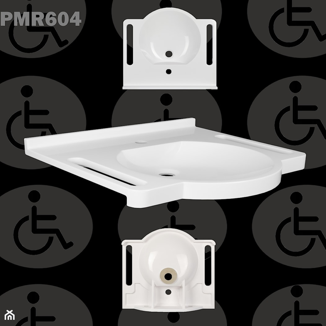 Umywalka dla niepełnosprawnych z uchwytami PMR604 - zdjęcie od Akcjum - Homebook