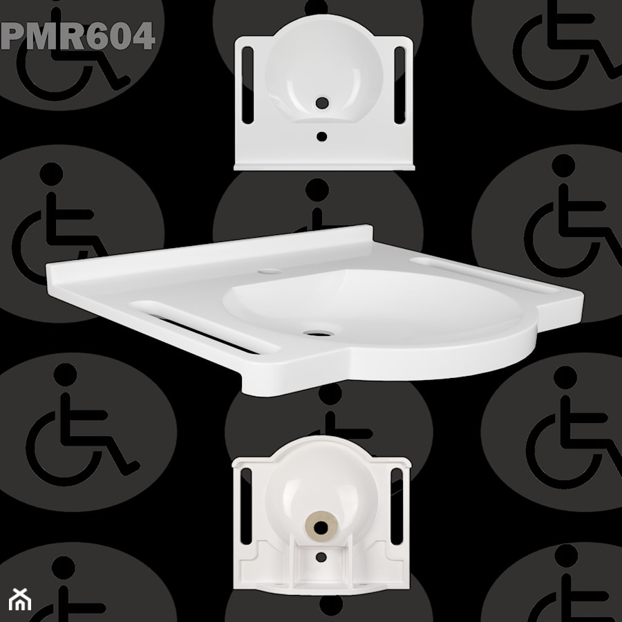 Umywalka dla niepełnosprawnych z uchwytami PMR604 - zdjęcie od Akcjum