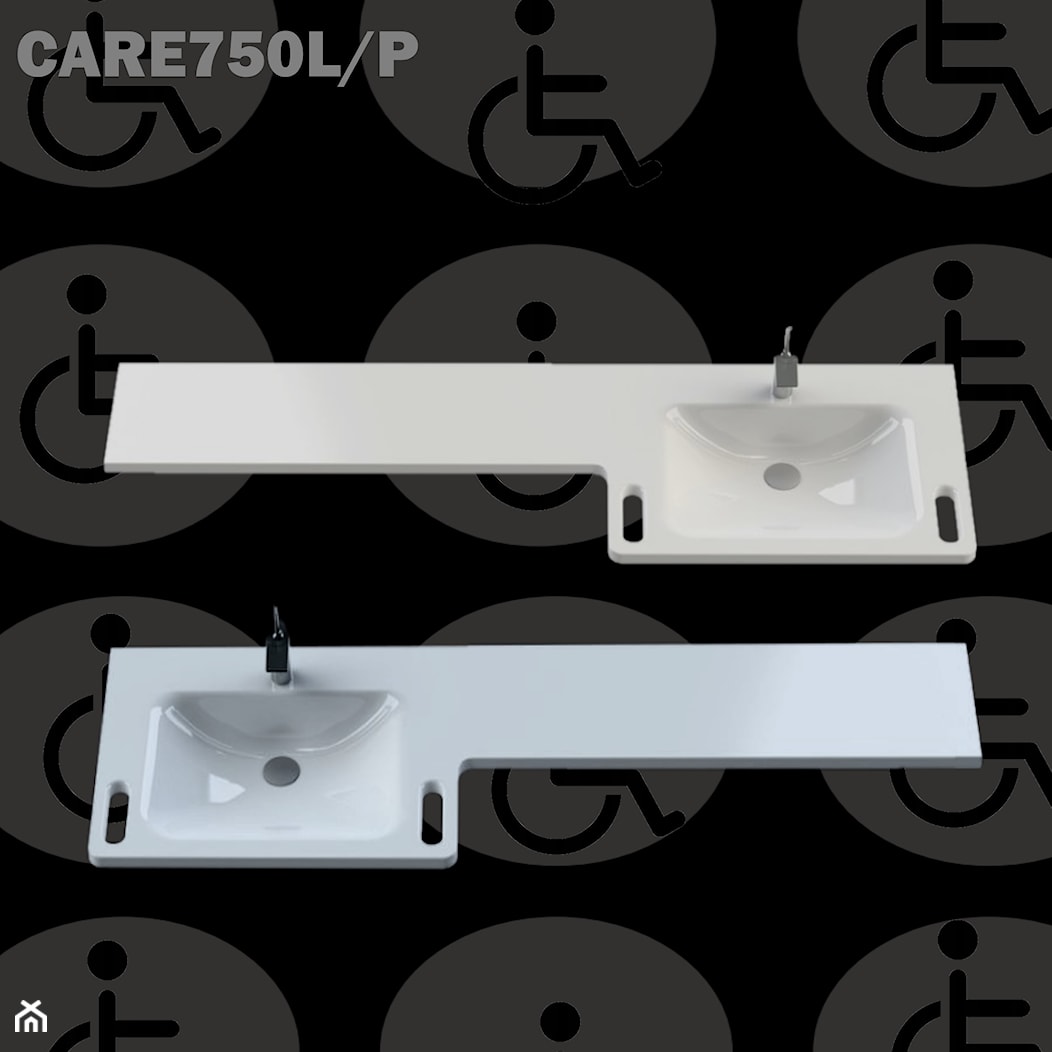 Umywalka z uchwytami i blatem dla niepełnosprawnych CARE750L/P - zdjęcie od Akcjum - Homebook