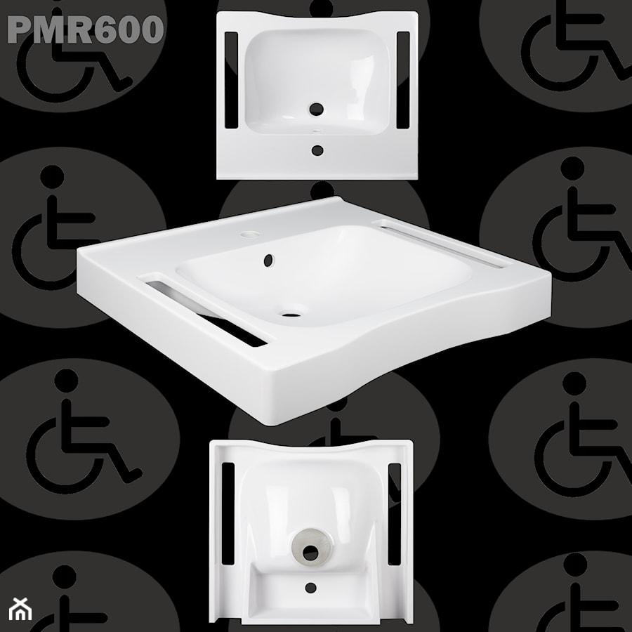 Umywalka z uchwytami dla niepełnosprawnych PMR600 - zdjęcie od Akcjum