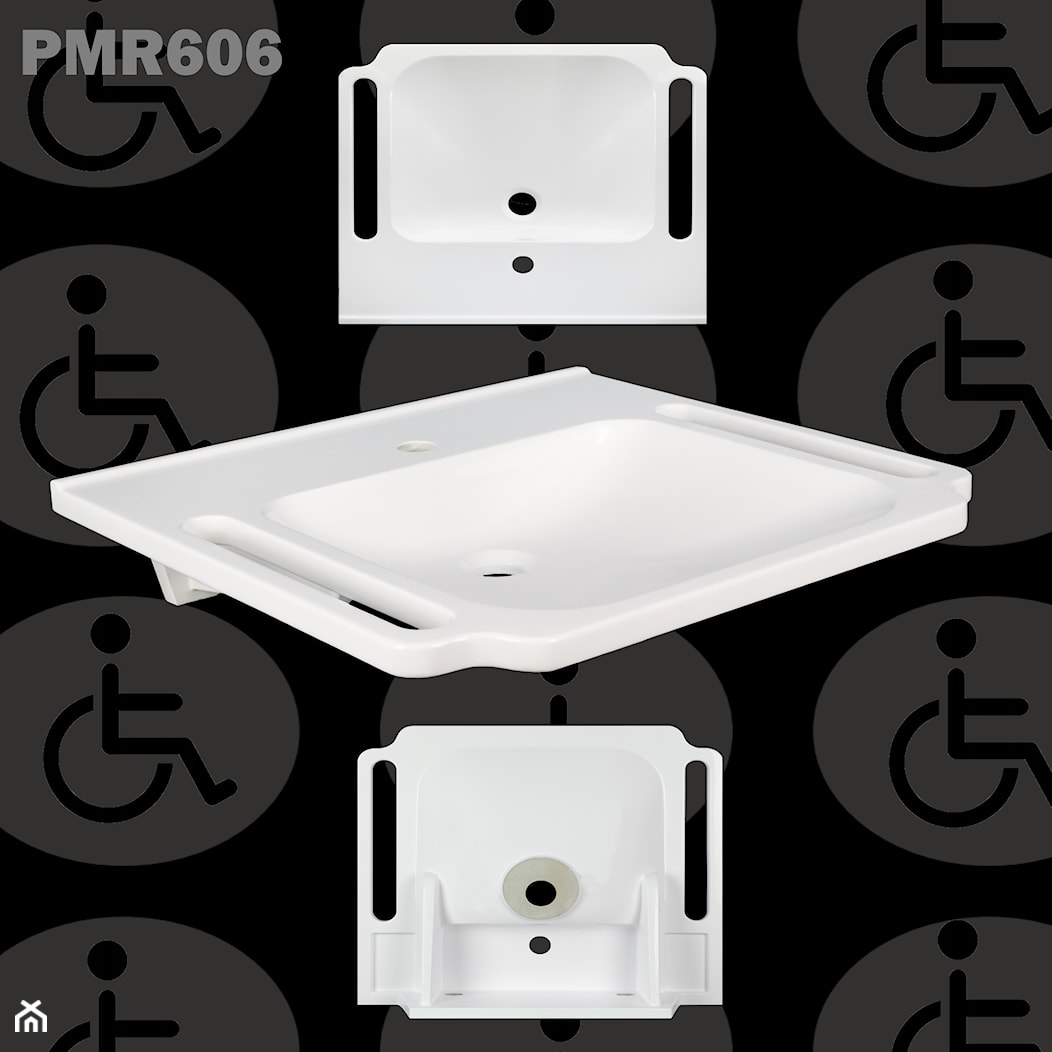 Umywalka dla niepełnosprawnych z uchwytami PMR606 - zdjęcie od Akcjum - Homebook