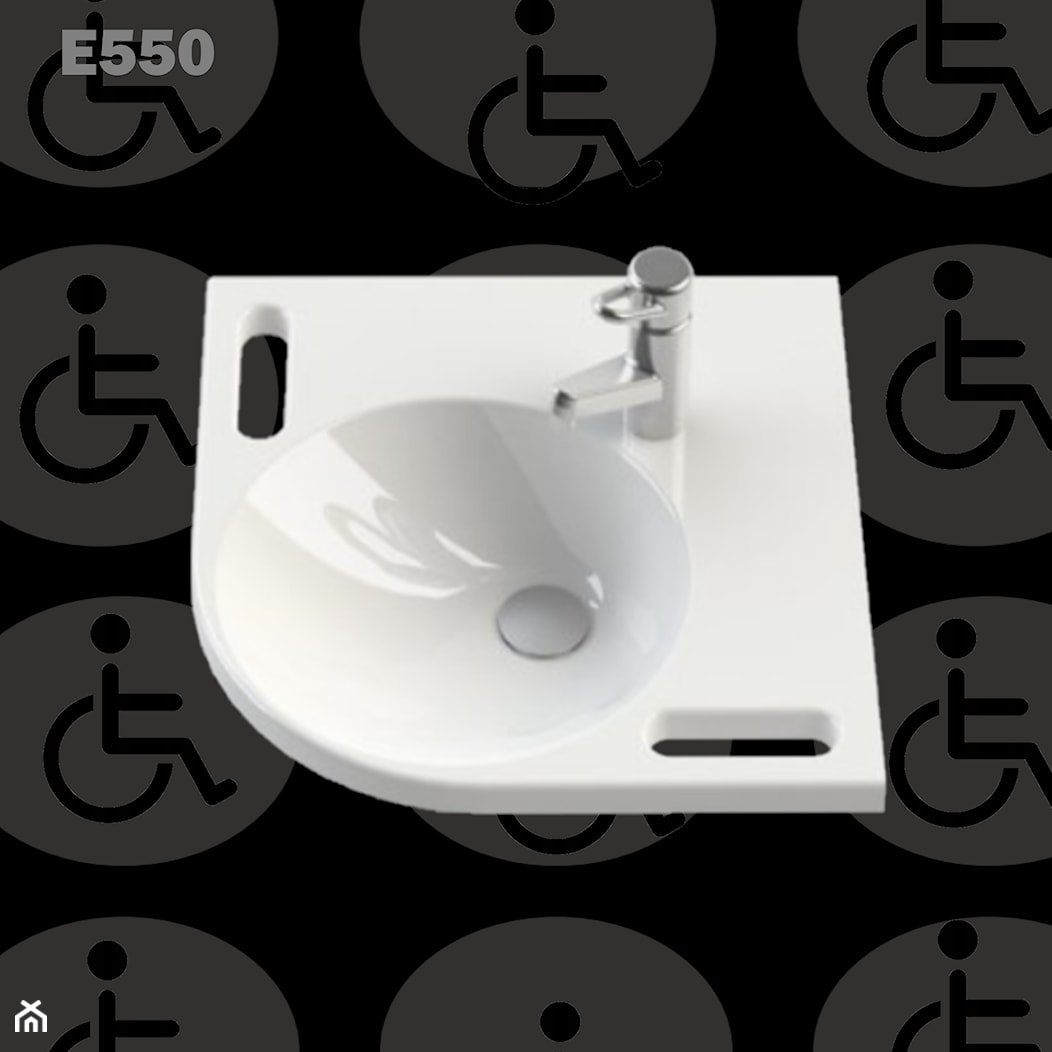 Umywalka narożna dla niepełnosprawnych symetryczna E550 - zdjęcie od Akcjum - Homebook