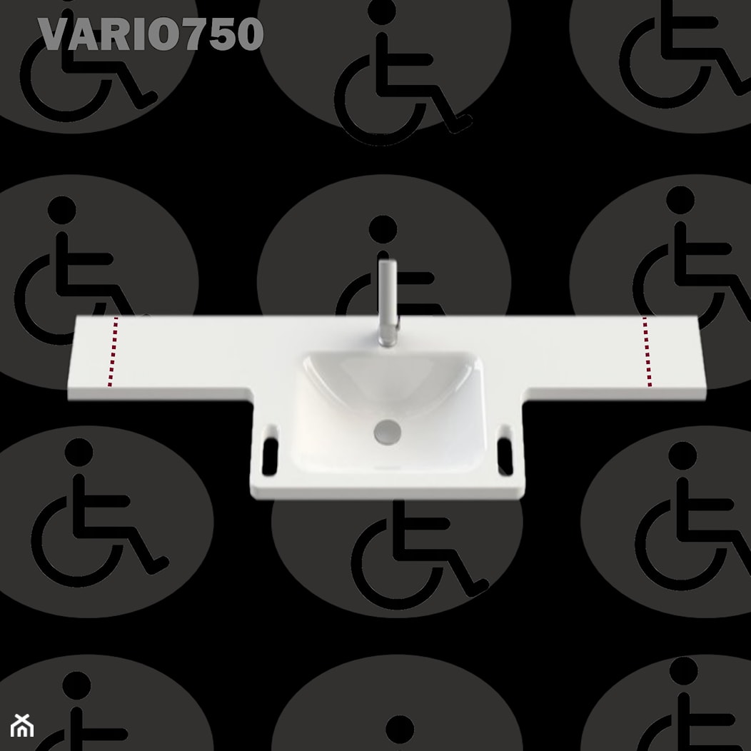Umywalka z uchwytami i blatem dla niepełnosprawnych VARIO750 - zdjęcie od Akcjum - Homebook