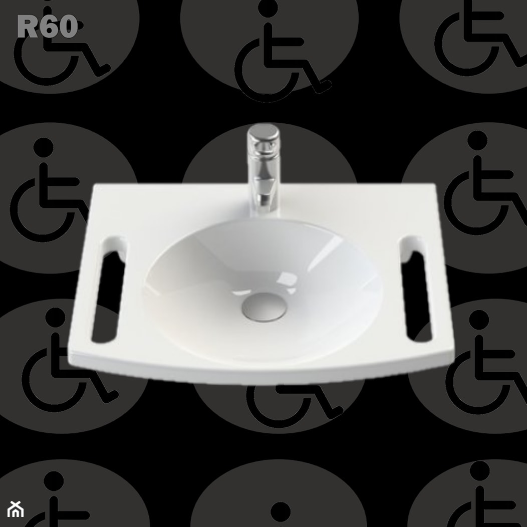 Mała umywalka z uchwytami dla niepełnosprawnych R60 - zdjęcie od Akcjum - Homebook