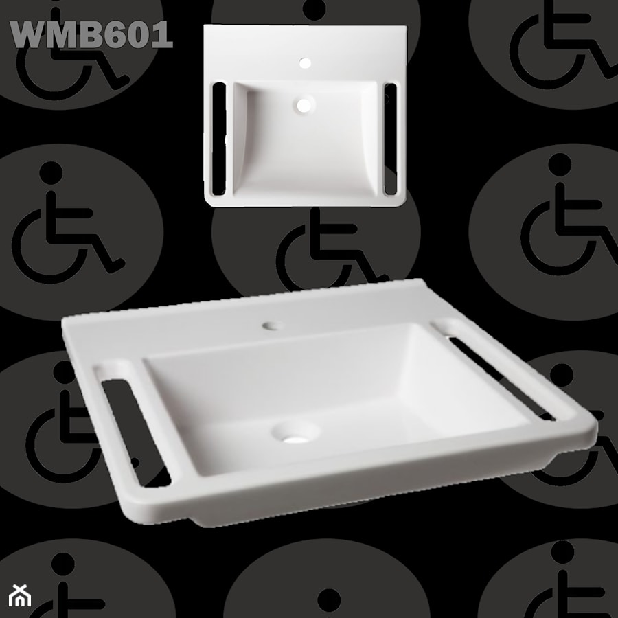 Umywalka ze zintegrowanymi uchwytami dla niepełnosprawnych WMB601 - zdjęcie od Akcjum