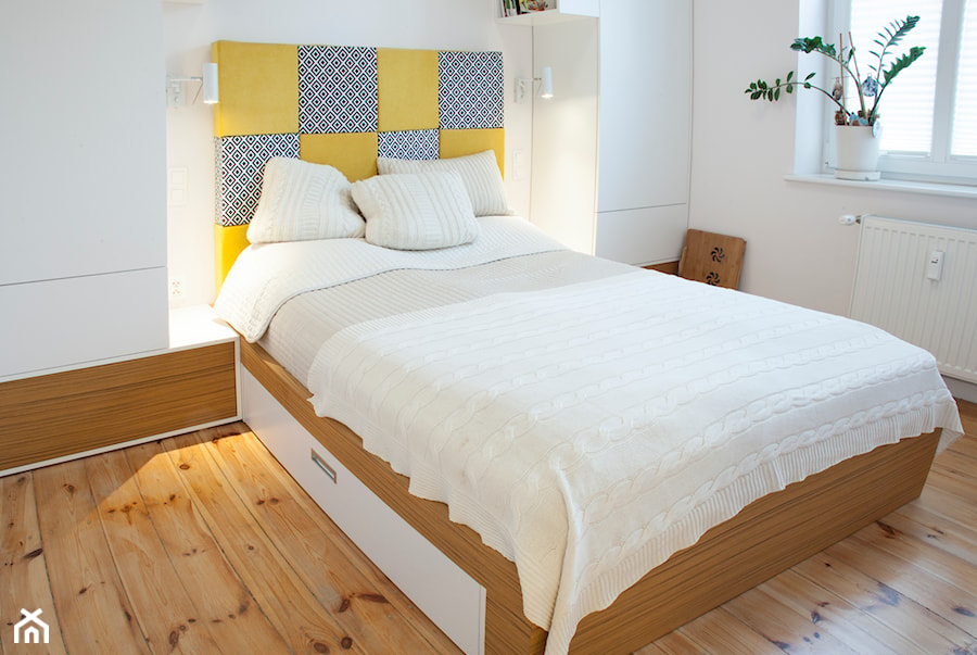 Mieszkanie na miarę - Mała biała sypialnia, styl skandynawski - zdjęcie od Patyna Projekt