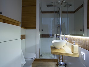 Mieszkanie na miarę - Mała bez okna łazienka, styl skandynawski - zdjęcie od Patyna Projekt
