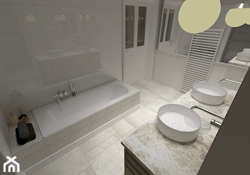 Łazienka - Średnia z dwoma umywalkami łazienka z oknem, styl tradycyjny - zdjęcie od Patyna Projekt