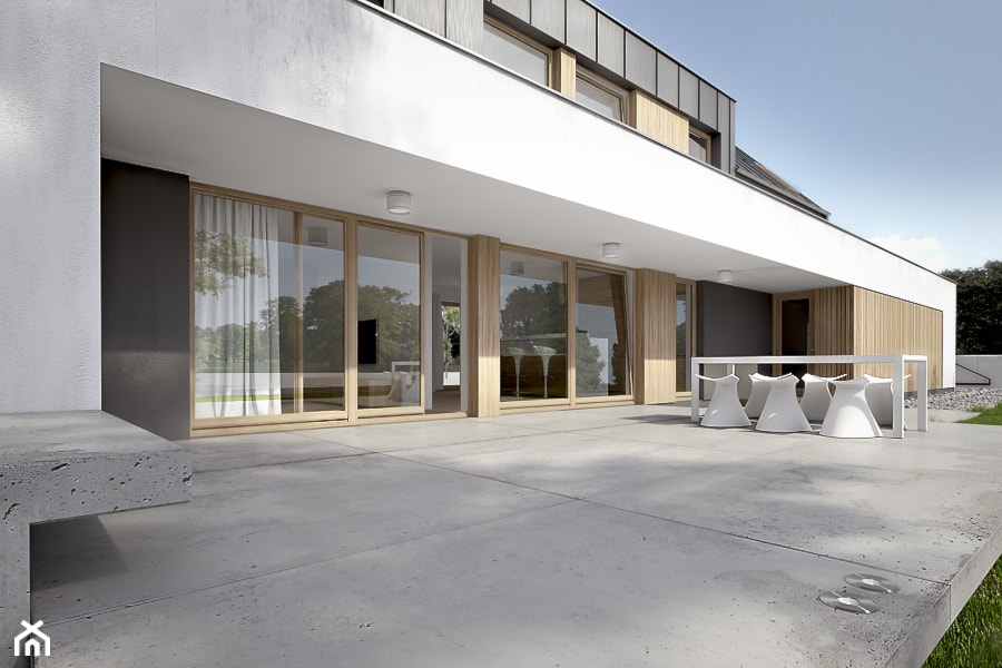 Projekt domu jednorodzinnego w Tulcach - Duże jednopiętrowe nowoczesne domy jednorodzinne murowane z dwuspadowym dachem, styl minimalistyczny - zdjęcie od CONDE konrad idaszewski architekt