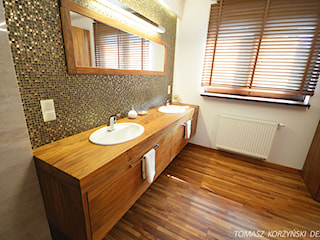 Projekt łazienki drewno teak