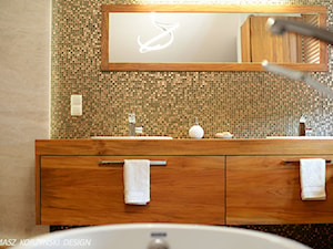 Projekt łazienki drewno teak - Łazienka, styl nowoczesny - zdjęcie od Tomasz Korżyński Design