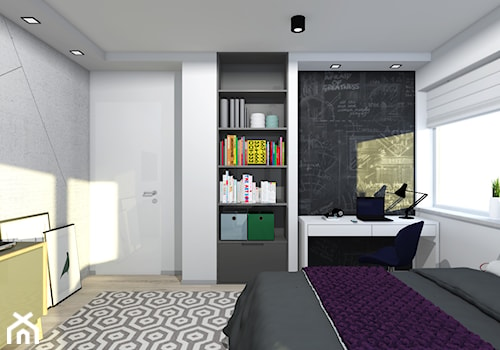 Projekt pokoju dla gości - Średnia czarna szara z biurkiem sypialnia, styl nowoczesny - zdjęcie od Tomasz Korżyński Design
