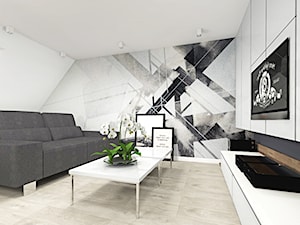 Salon z grafiką na ścianie. - zdjęcie od Karolina Harold Interior Design