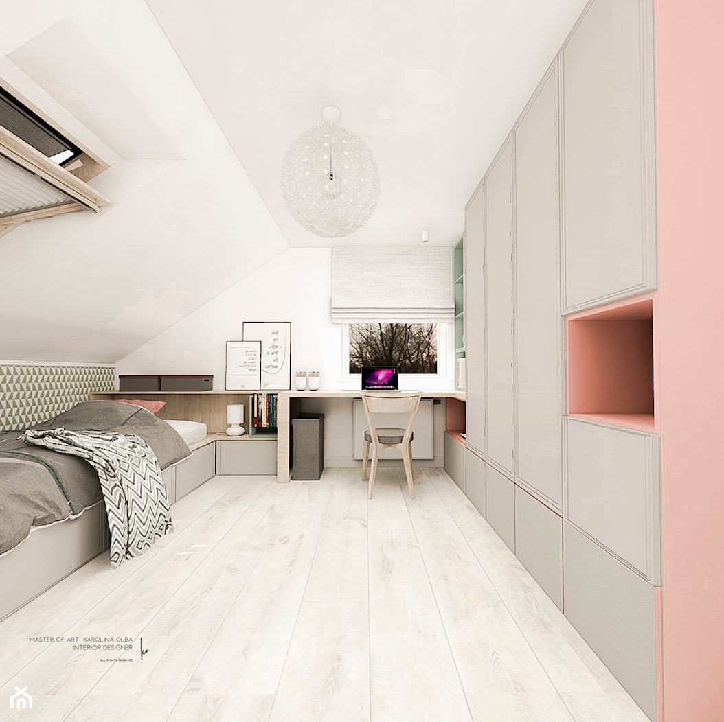 Dom jednorodzinny Maślice | Wrocław - Duży biały pokój dziecka dla nastolatka dla dziewczynki, styl nowoczesny - zdjęcie od HOUSE OF HAROLD interiors - Homebook