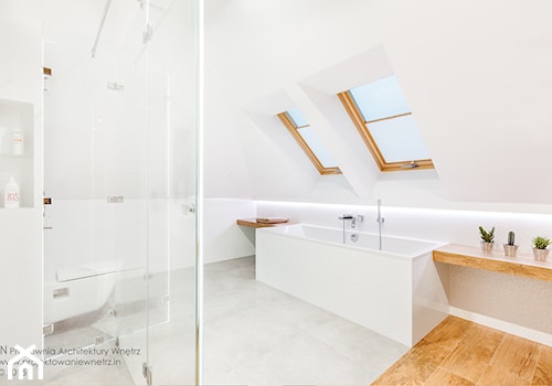 Beton, drewno i biel - Łazienka, styl nowoczesny - zdjęcie od IN projektowanie wnętrz