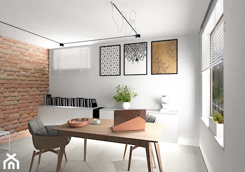 Średnie szare biuro, styl skandynawski - zdjęcie od OLIVKAdesign
