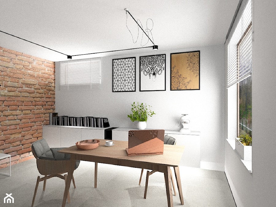 Średnie szare biuro, styl skandynawski - zdjęcie od OLIVKAdesign