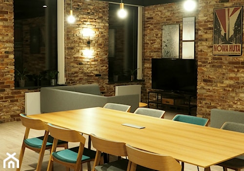 Biuro w domowym stylu - Średnia jadalnia w salonie, styl industrialny - zdjęcie od Anna Maria Marszałek Studio Projektowe