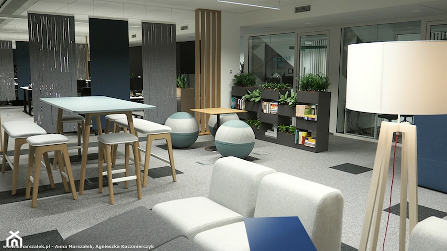 Biuro w domowym stylu - Duże szare biuro, styl nowoczesny - zdjęcie od Anna Maria Marszałek Studio Projektowe